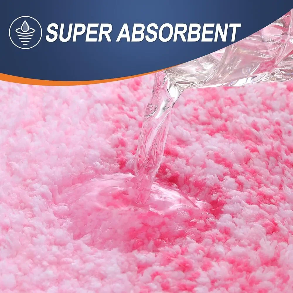OLANLY Bathroom Rug Mat 24x16 Soft Absorbent Bath Non-Slip Plush Shaggy Pink